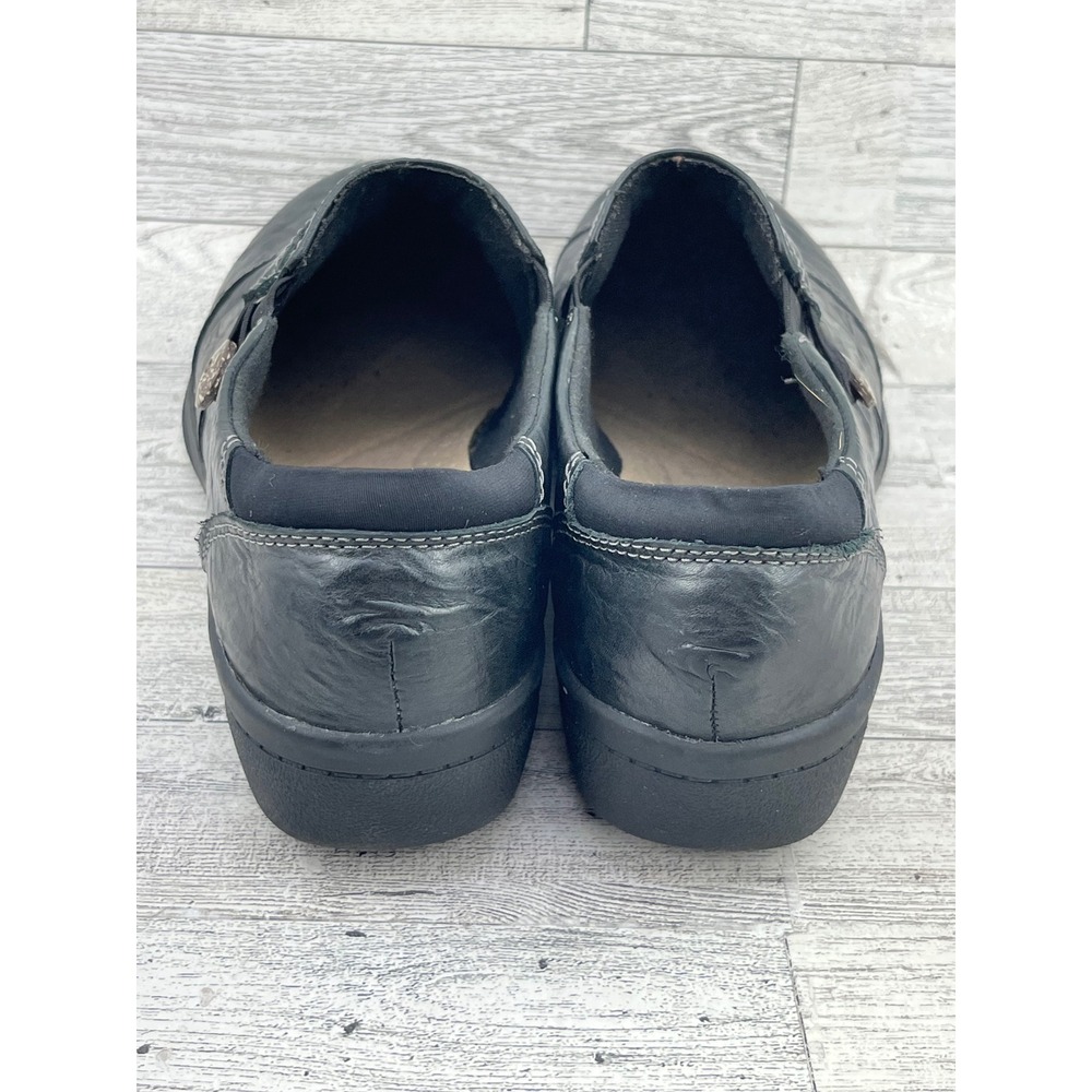 Clarks Collection Cheyn Madi Black Leather Ruched Slip On Loafers Women Sz 7.5M - Picture 4 of 10